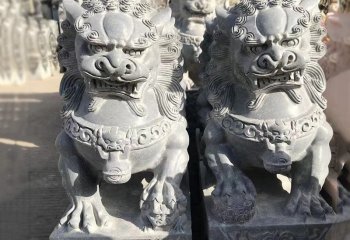 獅子雕塑-戶外景區(qū)青石石雕一對(duì)鎮(zhèn)宅辟邪雕塑