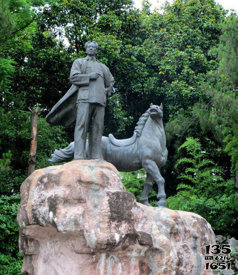 毛澤東雕塑-公園毛主席和馬景觀(guān)銅雕毛澤東雕塑高清圖片