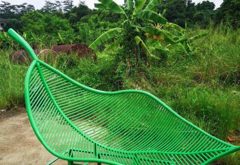 樹葉雕塑-公園景觀綠色不銹鋼樹葉雕塑