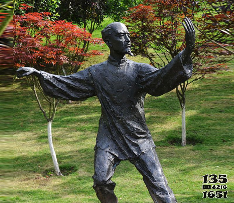 太極雕塑-公園打太極運動人物銅雕