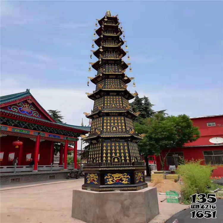 佛塔雕塑-景觀(guān)寺院擺放鑄鐵千佛塔高清圖片