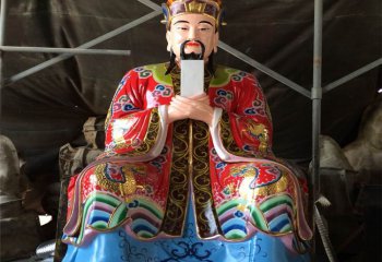 判官雕塑-戶(hù)外寺廟大型景觀(guān)玻璃鋼彩繪判官雕塑