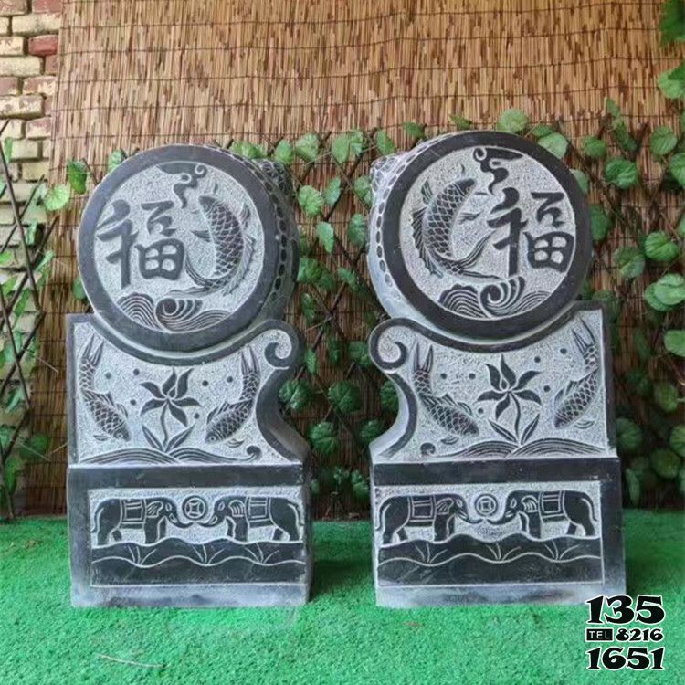 抱鼓石門(mén)墩雕塑-園林古建青石門(mén)墩抱鼓石高清圖片