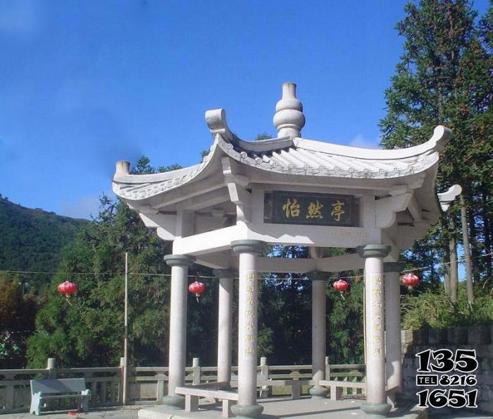 涼亭雕塑-農(nóng)場(chǎng)景觀戶外擺放漢白玉仿古建筑怡然亭高清圖片