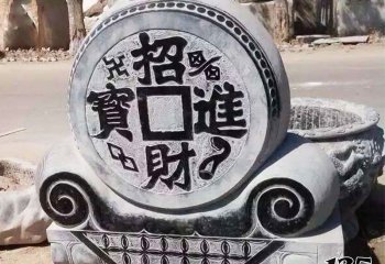 抱鼓石門(mén)墩雕塑-招財(cái)進(jìn)寶石門(mén)墩仿古抱鼓石