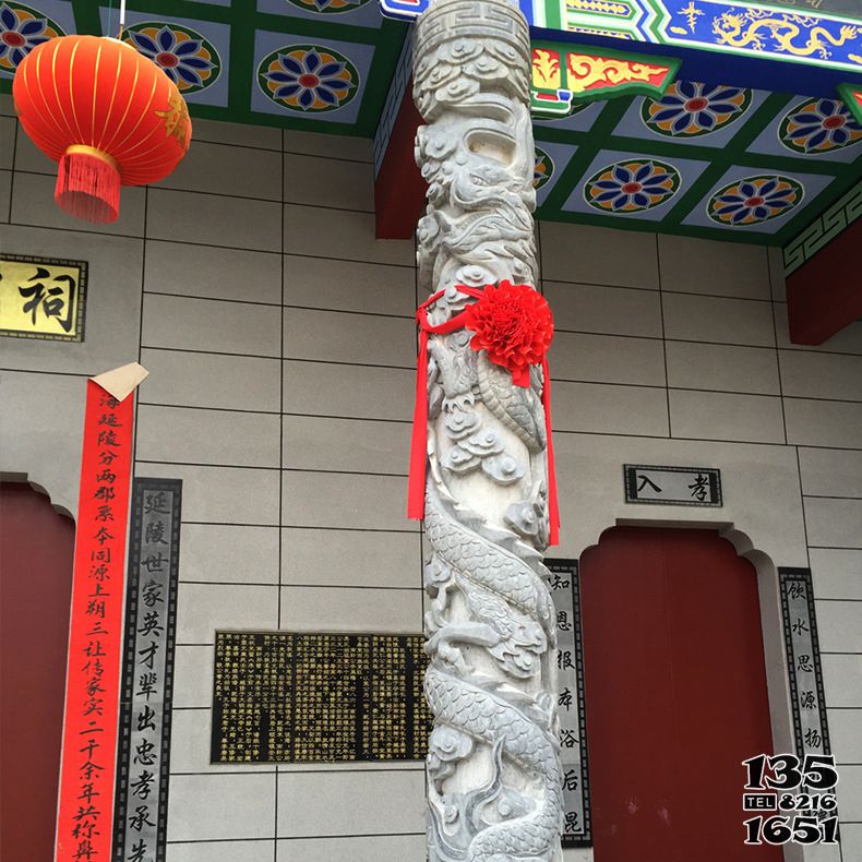 龍柱雕塑-寺廟宗祠石材龍柱雕塑高清圖片