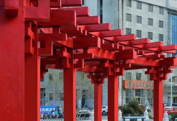 長廊雕塑-不銹鋼中國元素長廊公園景觀雕塑