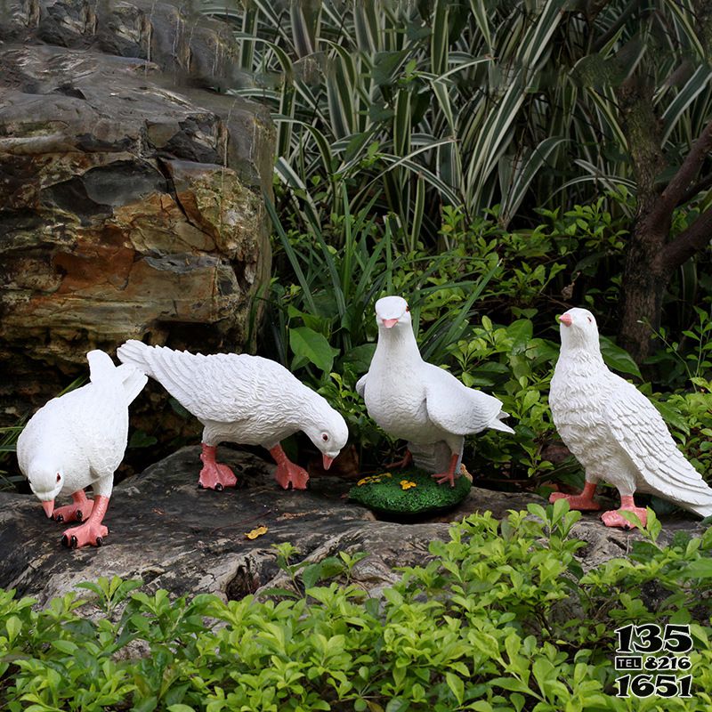 鴿子雕塑-公園戶外池塘邊仿真動(dòng)物玻璃鋼材質(zhì)鴿子雕塑高清圖片