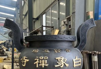 香爐雕塑-圓形平口寺院景觀(guān)仿古鑄銅香爐雕塑