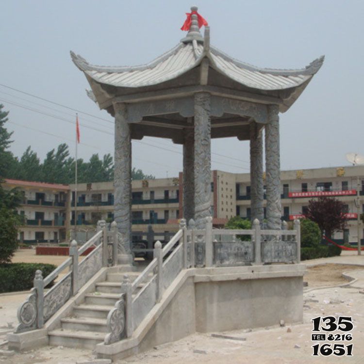 涼亭雕塑-學(xué)校操場(chǎng)擺放仿古建休息涼亭雕塑高清圖片