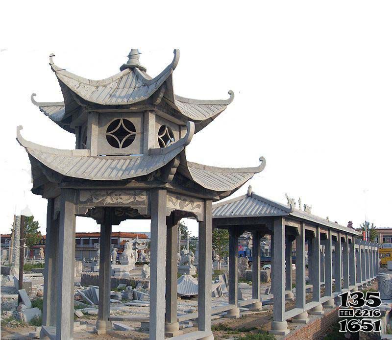 涼亭雕塑-青石長(zhǎng)廊仿古建園林景區(qū)裝飾擺放涼亭雕塑高清圖片