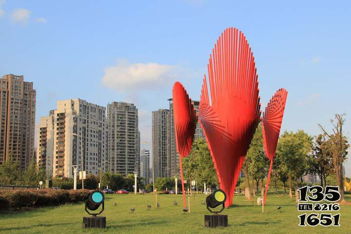 景觀雕塑-公園創(chuàng)意不銹鋼抽象紅色景觀雕塑