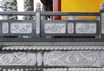 欄桿欄板雕塑-寺廟基地臺(tái)大理石灰浮雕欄桿