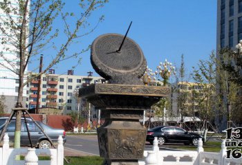 日晷雕塑-公園仿古做舊不銹鋼仿銅日晷雕塑