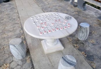 公園石雕象棋盤圓桌凳-石雕象棋盤圓桌凳