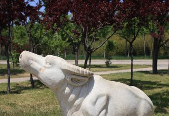 大理石動(dòng)物牛石雕-大理石公園石雕牛